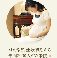 つわりなど、妊娠初期から年間7000人がご来院